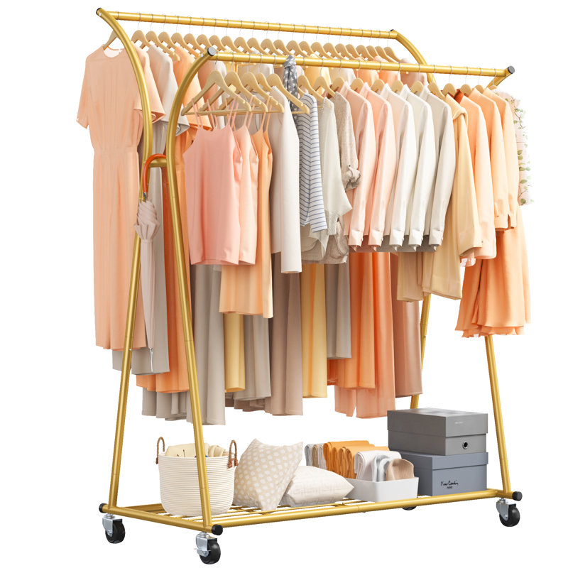 Rebrilliant Madelein Rolling Clothes Racks Heavy Duty Garment Rack Clothing Rack with Wheels and Casters Reviews Wayfair